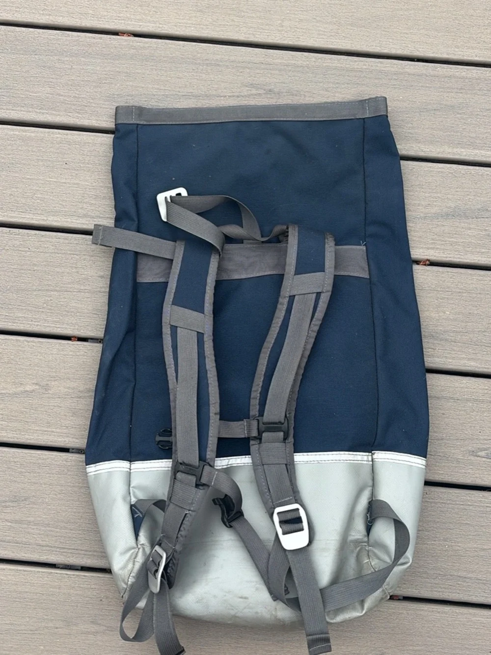 Men's Navy and Light Gray Roll-Top Backpack